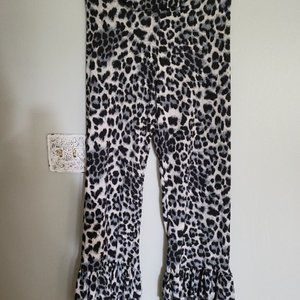 NWOT Boutique White Leopard Ruffle Palazzo Pants